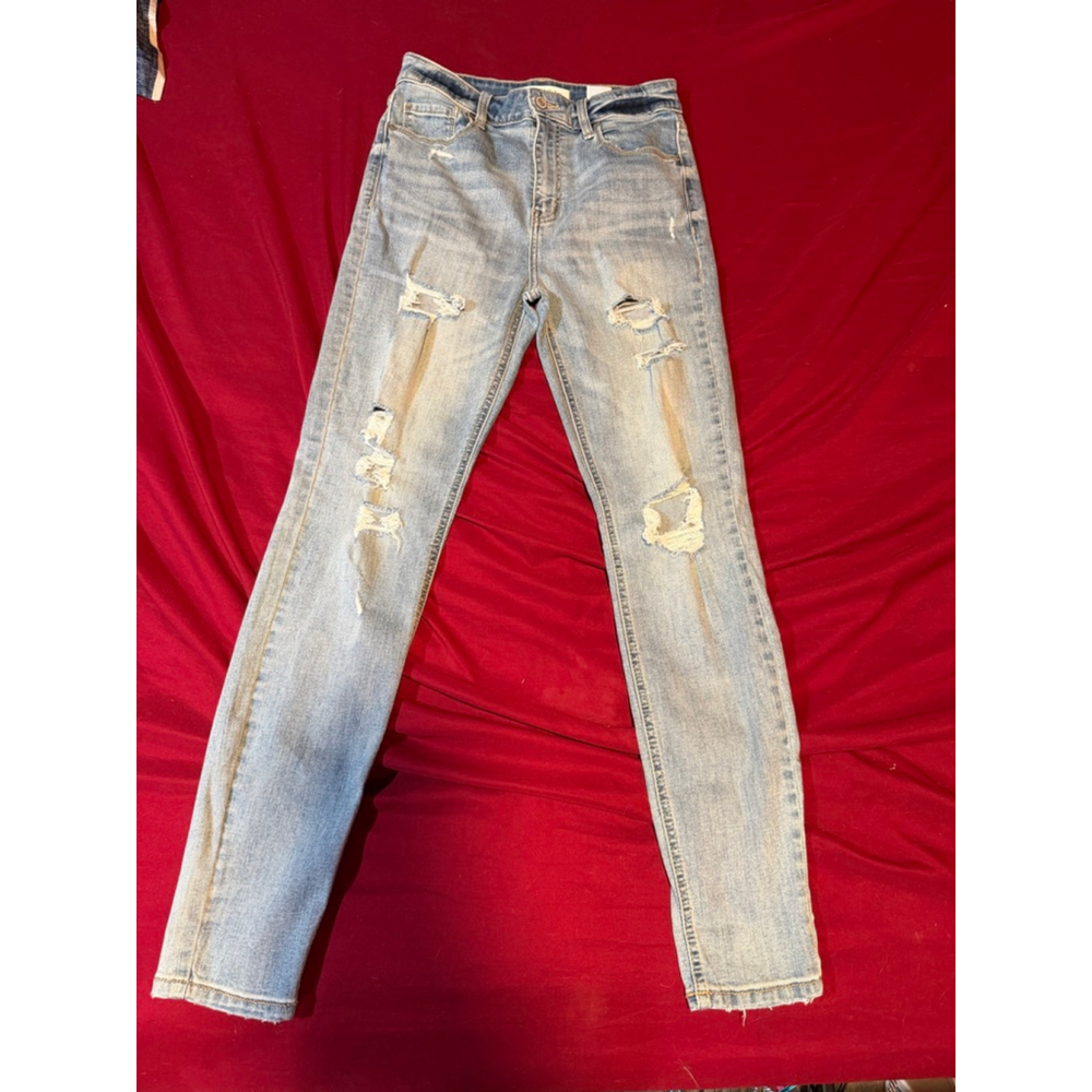 Women's Eunina Light Blue Distressed Super High Rise Skinny Ankle Jeans Size 7